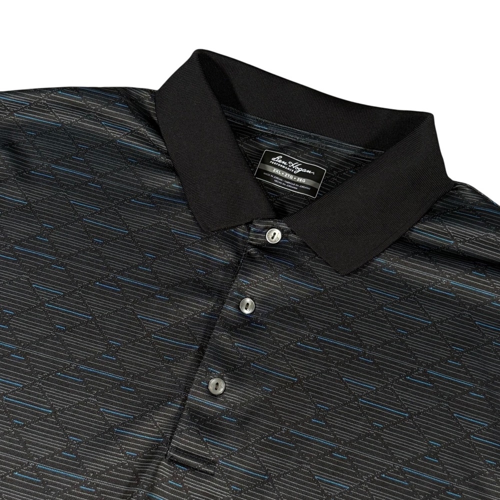 Ben Hogan Mens Polo 3XL Black Stripe Performance Short Sleeve Golf Shirt XXXL